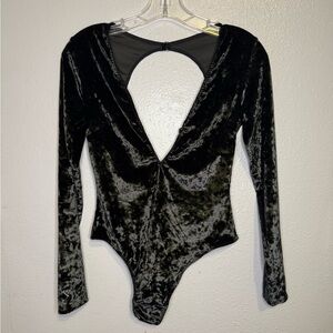 Black Velvet Long Sleeve Bodysuit